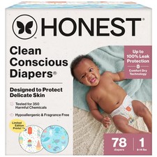 78 Count The Honest Company Comfort Dry Disposable Diapers for Sensitive Skin, 0.32 per diaper