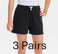 3x Girls' Drawstring Waist Fleece Pull-On Shorts - art class Black XL