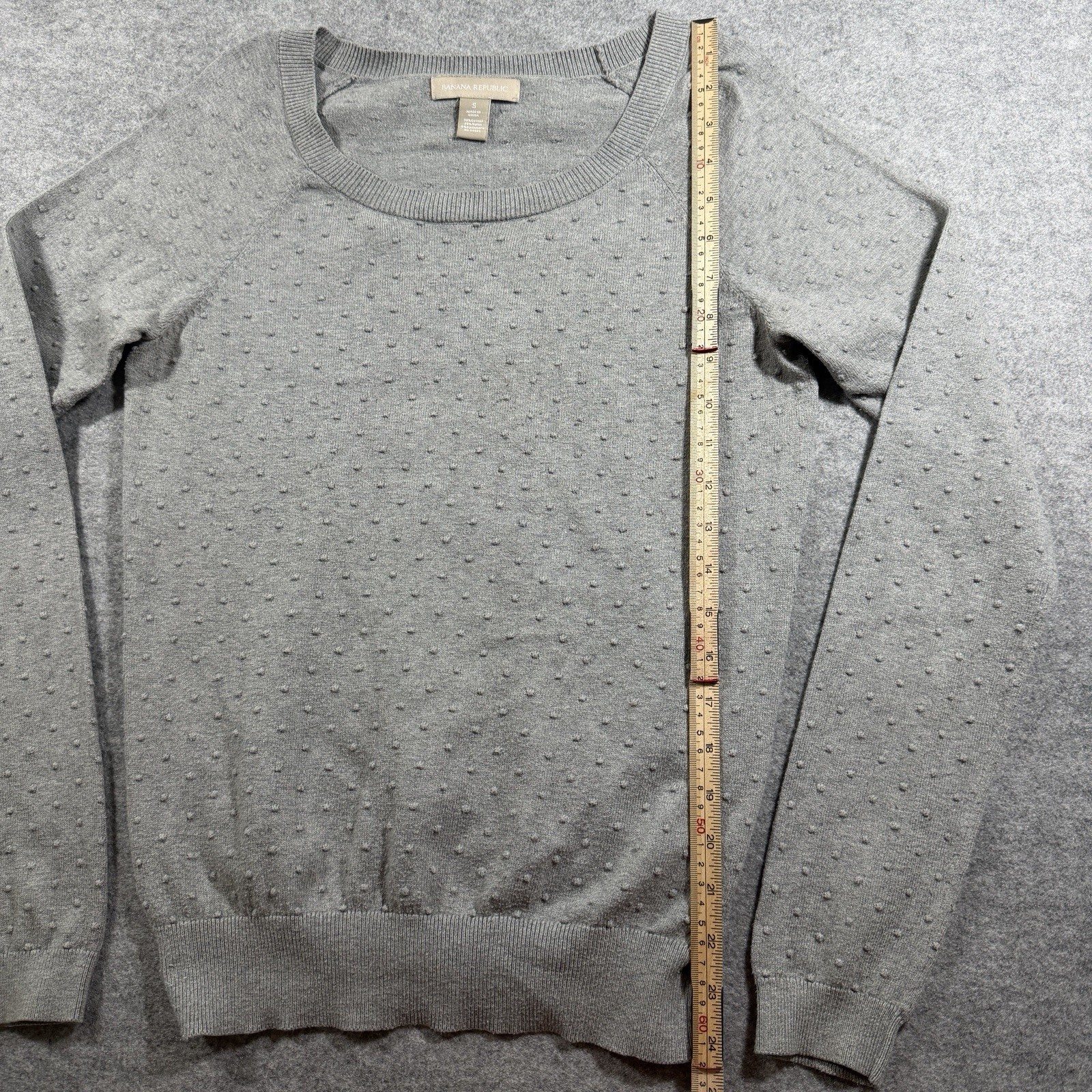 Banana Republic Cashmere Blend Sweater Womens S Gray Dotted Textured Preppy Knit thumbnail 7