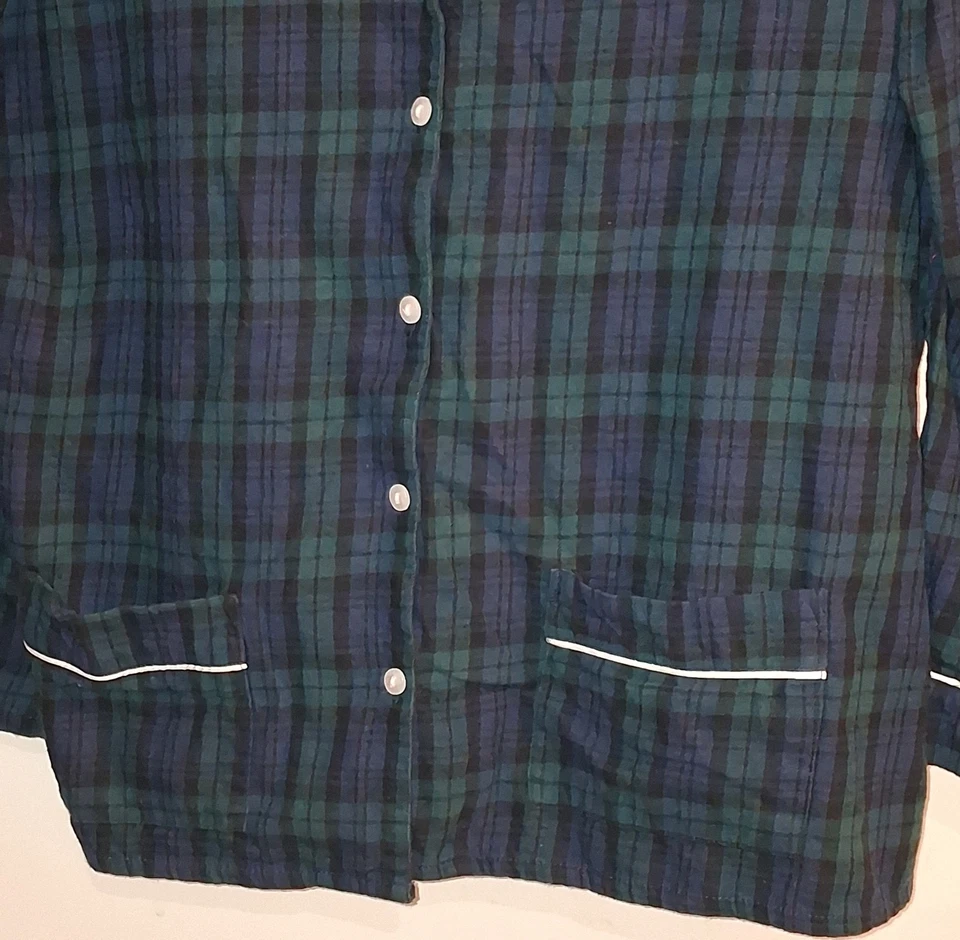 Lanz of Salzburg женские фланелевые пижамы верх и низ большой зеленый синий подержанные - Изображение 3 из 4