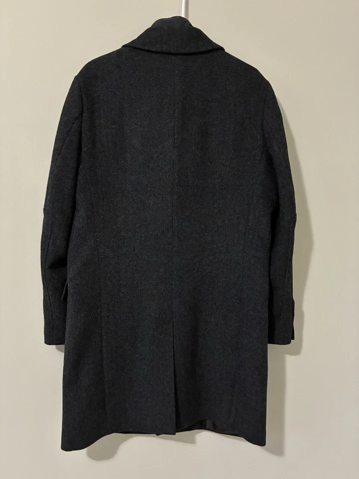 Joseph Abboud Wool Blend Men’s Top Coat Overcoat Double Collar Charcoal Sz 38 - Image 2 of 4