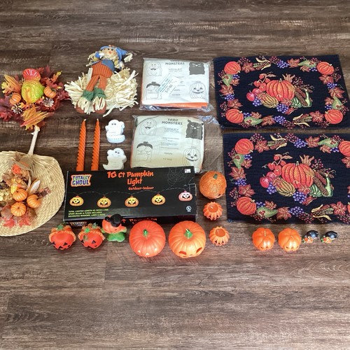 GROSSES Set 24 Halloween Deko Neu Gebraucht & Vintage Jack O Windlicht Kerze Wand