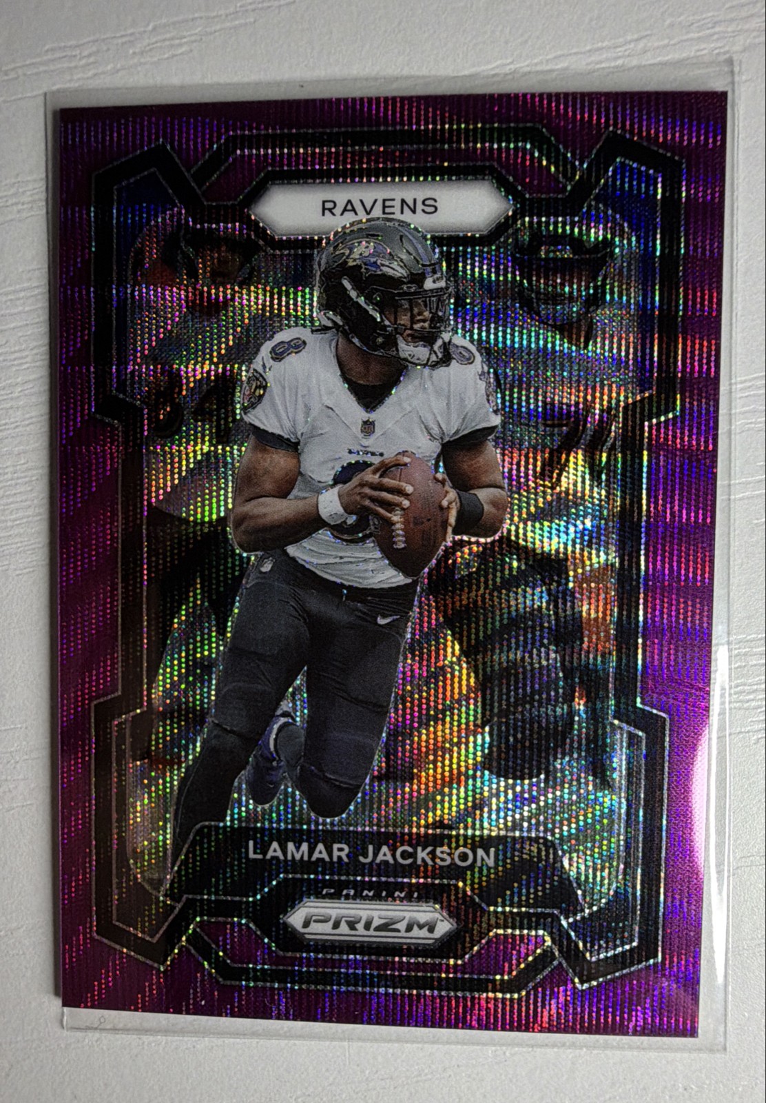 2023 Panini Prizm - Lamar Jackson #18 Purple Wave Prizm /99