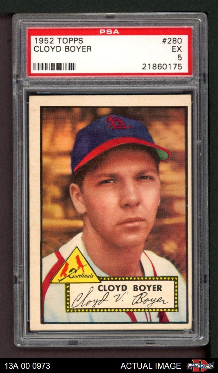 1952 Topps #280 Cloyd Boyer Cardinals PSA 5 - EX