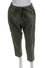 Xirena Women Cropped Ankle Jogger Pants Green 100% Cotton Drawstring Size S