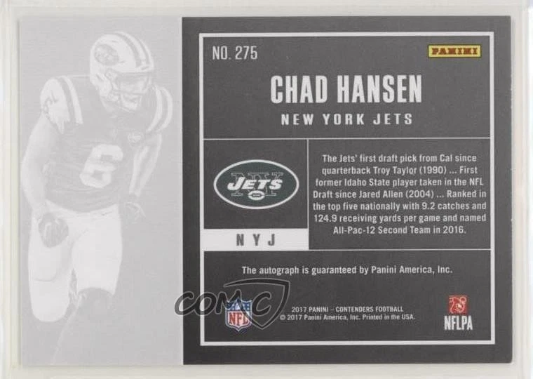 2017 Panini Contenders Ticket/Rookie Ticket Variation Chad Hansen Rookie Auto RC - Image 2 of 2