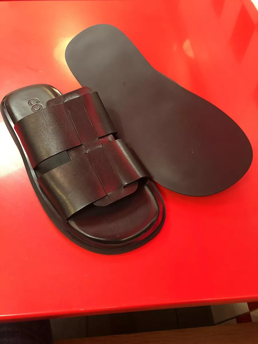 Cos Black Leather flip flop Sliders UK 8 EURO 42 eBay