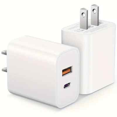 Dual Port 20W USB-C Wall Charger Fast Charging (2) PK Quick Charge Power Adapter