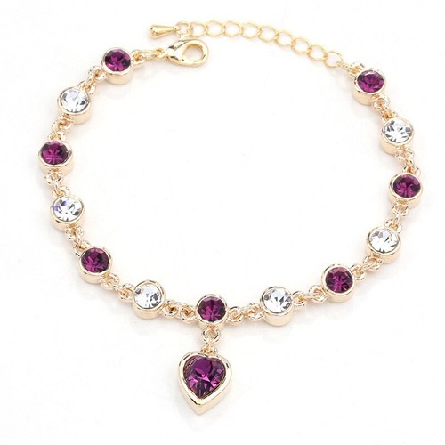 Women Girls Bracelet Bangle Gift Charm Fashion Crystal Bling Love Heart Pendant - Picture 3 of 29