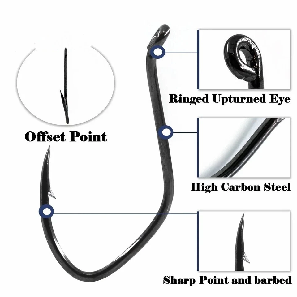 Ganchos de bagre gancho de río grande 25 un. cebo corte vivo bagre gancho de pesca 1/0#-10/0# Foto 3 de 4