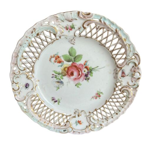 Dresden Carl Thieme Teller 2 Stück floral gezähnt handbemalt 1888-1901 - Bild 2 von 14