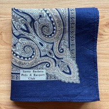 HANDKERCHIEF VINTAGE BLUE PAISLEY BANDANA MEN'S POCKET SQUARE COTTON 17" B0222