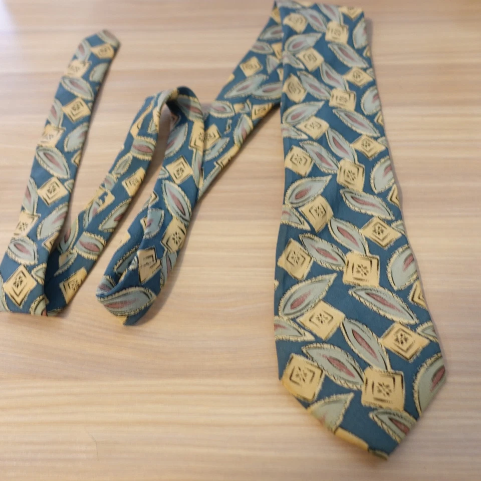 Vestido masculino gola redonda azul amarelo geo abstrato declaração designer de luxo CARVEN Paris - Imagem 3 de 4