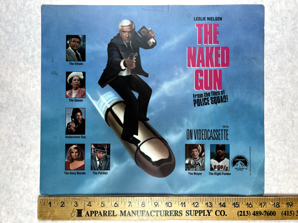 The Naked Gun on Video Cassette 1989 Paramount Original Vintage One Sheet Vinyl