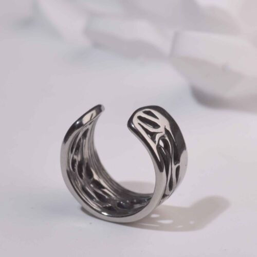silver ear cuff clip on non-piercing stainless steel SINGLE earring unisex - Picture 3 of 5