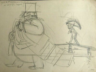 Drawing Pencil Study Old Caricature Policeman Numbered Dated 1931