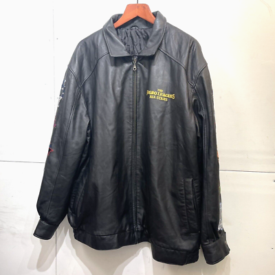 Throwback Negro League All Stars Patch Leather Bomber Jacket
