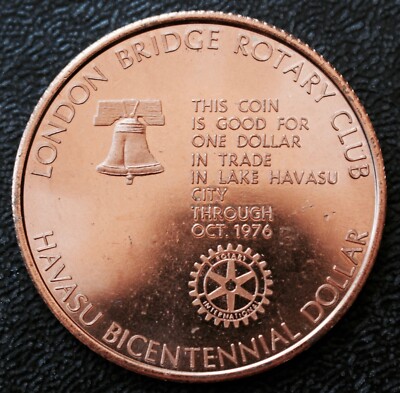 1975 LONDON BRIDGE HAVASU DOLLAR - Copper - Bi-Centennial Lake