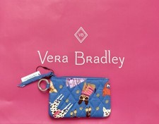 NEW Vera Bradley BARK PARK Dog Print Zip ID Case Wallet Coin Purse Key Ring