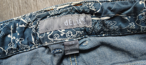dELiAs Y2K Low Rise Wide Leg Jeans Denim Belt Juniors Sz 3/4 Flap Pockets Boho - Picture 8 of 12