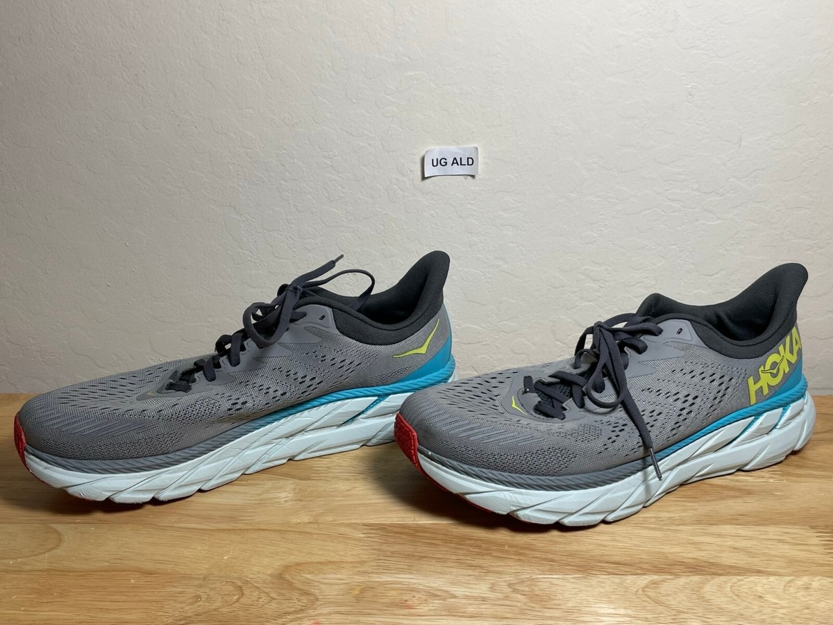Hoka One One Clifton 7 Running Shoes Gray Blue Yellow Mens Size 9 Hoka One One Clifton 7 Gray - 1110509-LRNC for sale | eBay main image 3