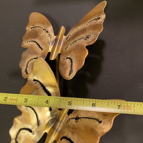 Vintage Metal Wall Art Butterflies & Flower MCM Farmhouse Country 18" Tall - Picture 7 of 7
