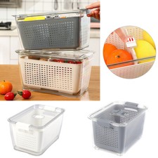 Fridge Box Holder Kitchen Clear Organiser Cupboard Food Storage W/ Lid Clip Lock