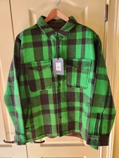 FILSON Lined Mackinaw Wool Jac Shirt - Acid Green Black Plaid Jacket - XL - New