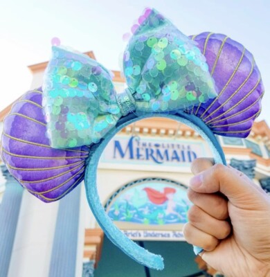 New Year Light-Up Sequin Ear Headband - Teal & Iridescent Sea Foam Iridescent Sequin Mouse Ears | Headband Mouse Ears  main image 3