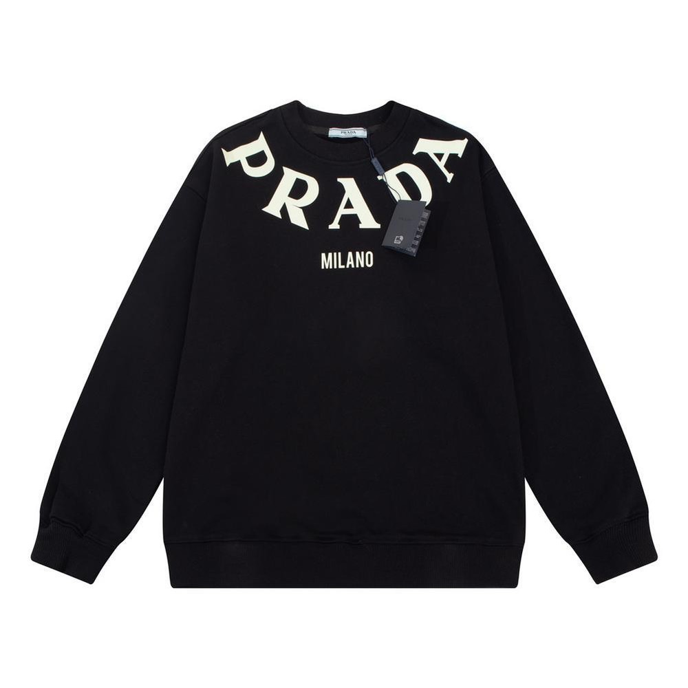 Prada Crewneck Sweatshirt Fashion Women's Printed Logo Everyday Men's Loose Fit