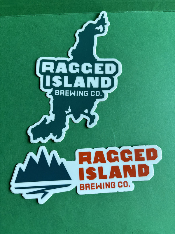 2 RHODE ISLAND BREWERY BEER BUMPER STICKERS RAGGED ISLAND PORTSMOUTH RI
