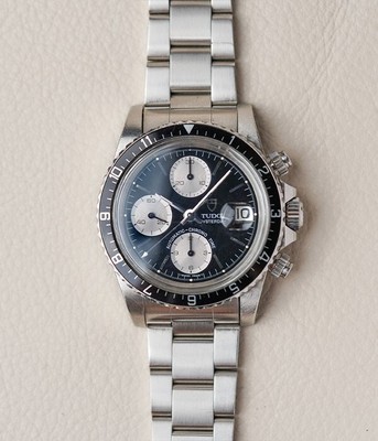 Tudor Chronotime Chronograph ''Big Block'' 79170 Reverse Panda Dial Watch Steel
