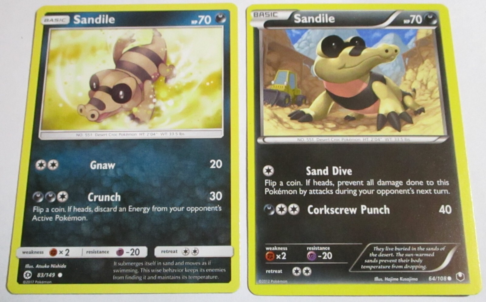 Sandile 2 Pokemon Card Various Sets