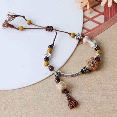 Chinese Ethnic Style Beaded Bracelet Adjustable Vintage Wholesale Accessories