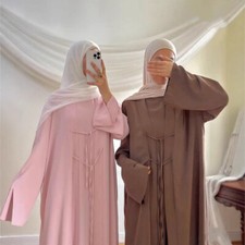 Women Kaftan Maxi Dress Muslim Abaya 2 Piece Set Kimono With Inner Dress Caftan