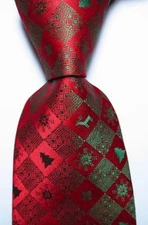 New Classic christmas style Red Green JACQUARD WOVEN Silk Men's Tie Necktie