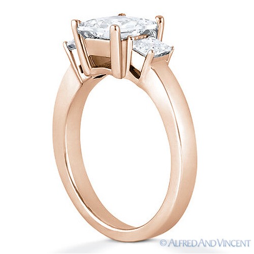 Forever ONE D-E-F Square Cut Moissanite 3-Stone Engagement Ring in 14k Rose Gold - Bild 3 von 5