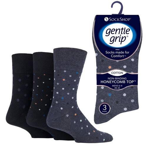 6 Pairs Mens Gentle Grip Non Binding Honeycomb Top Socks Modern Sphere
