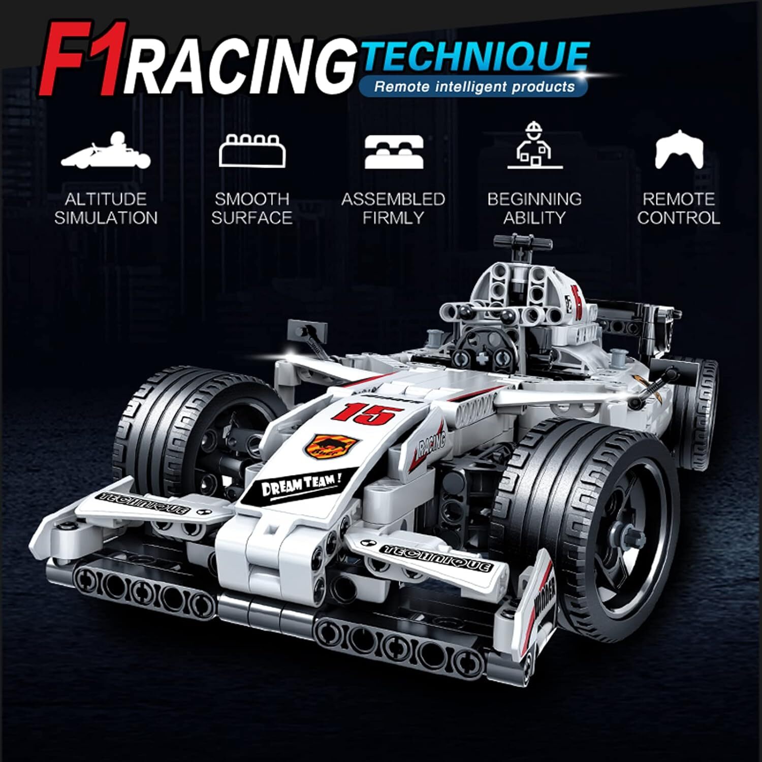 Remote Control Formula 1 Car Building Blocks Set 112 Scale RC Kit STEM