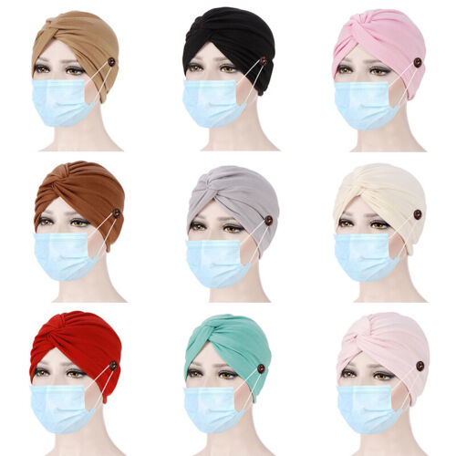 Frauen Chemo Cap Muslim Turban Hut Hijab Hut Knopf Kopfbedeckung Haarausfall C8 - Bild 11 von 44