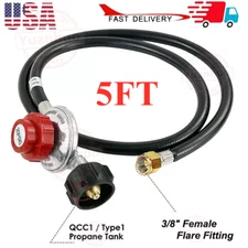 5 FT Hose High Pressure Propane Gas Regulator LPG BBQ Grill Tank Adjustable