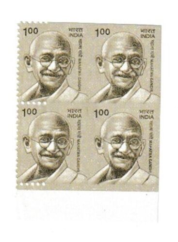 India Gandhi Error Imperf Marginal Block of 4 MNH - Picture 1 of 1
