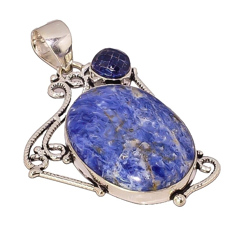 Chapado En Plata Familia y Amigos Collares y colgantes De Moda Zafiro