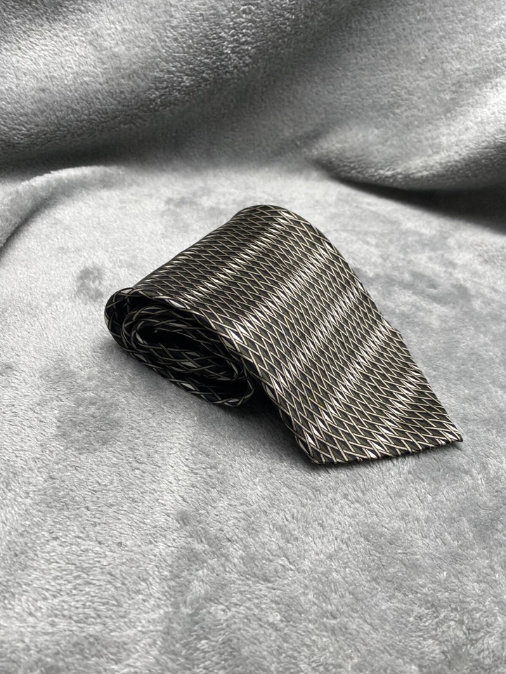 Corbata Visconti Para Hombre Gris Diseño Geométrico 100% Seda Clásica Ancho Trabajo Foto 2 de 4