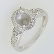 Sterling Silver Semi Mount Ring Setting Oval OV 9x7mm Engagement