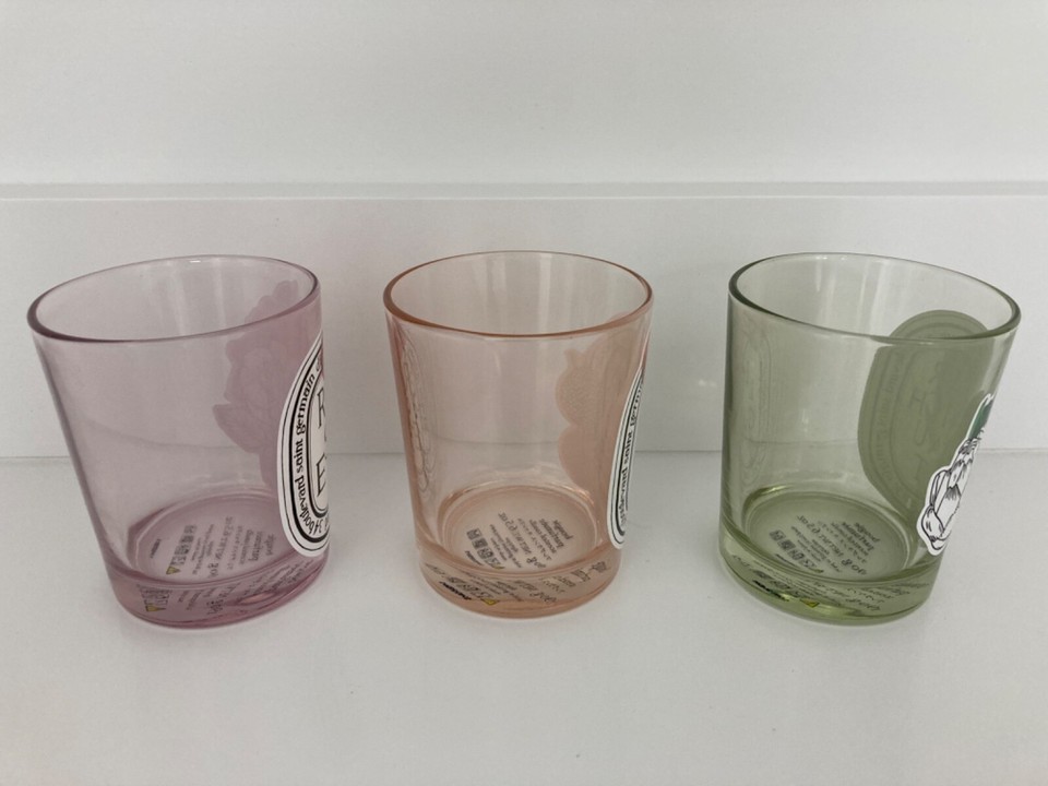 Diptyque 3 EMPTY Candle Jars Limited Edition Artichoke Artichaut Litchi