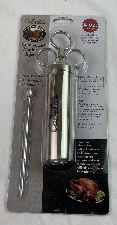 Cabelas aço inoxidável grau comercial sabor marinada carne injetor 14” total - Imagem 2 de 4