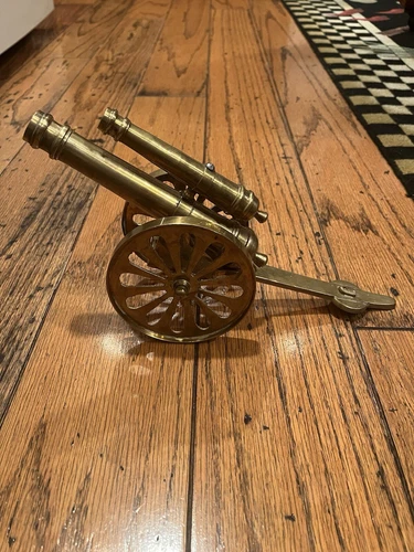 VTG 60’s TOY DOUBLE BARREL BRASS CIVIL WAR CANNON