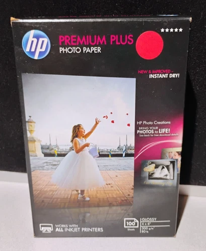 HP Premium Plus Photo Paper 80 lbs. Glossy 4 x 6 100 Sheets/Pack CR668A