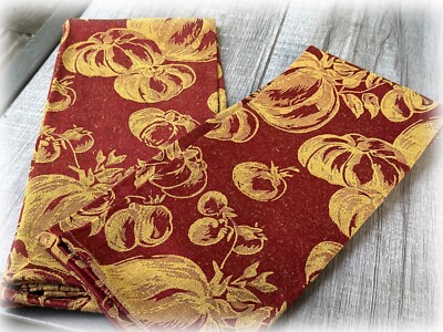 2 Tomatoes Burgundy Gold 100% Cotton Jacquard Weave Tea Towels 18 x 28 NEW